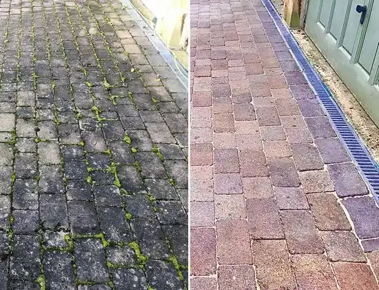 Térkő tisztítás előtte utána